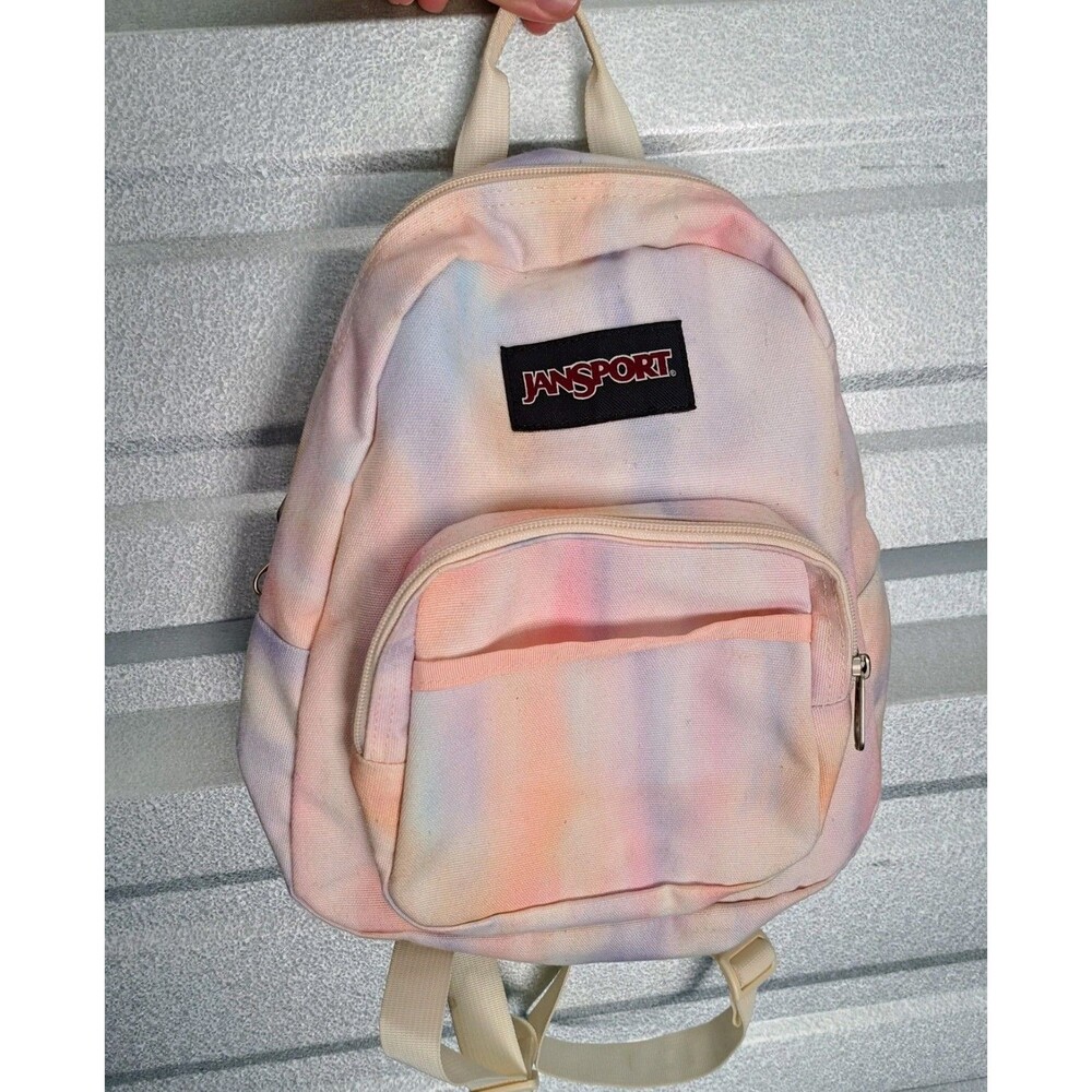 JANSPORT HALF PINT SUNKISSED PASTEL RAINBOW WHITE MINI SMALL BACKPACK BAG